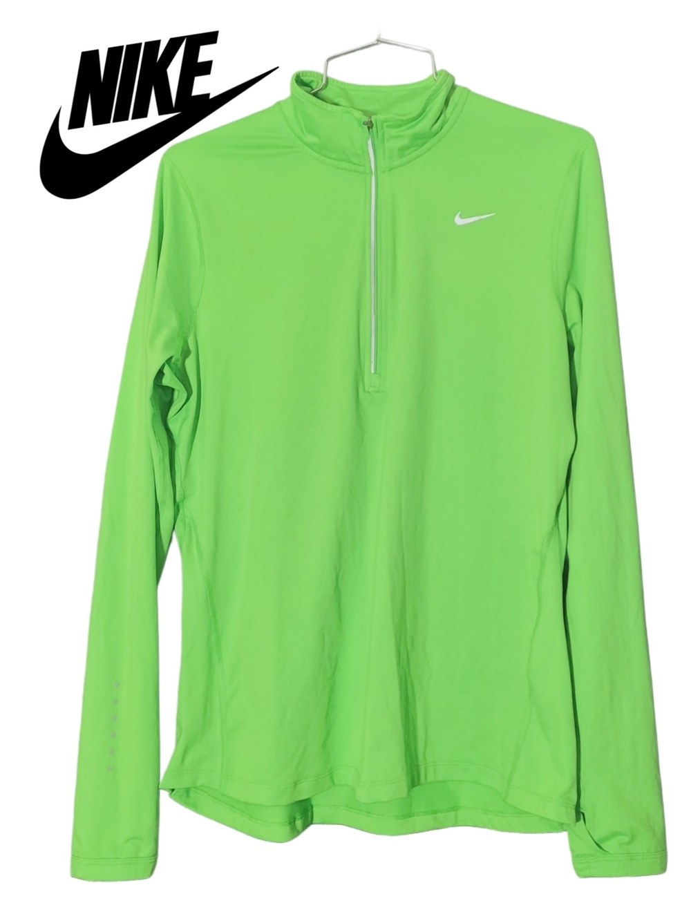 Nike Women's Element Neon Green Dri-FIT Quarter Zip & Thumb Holes